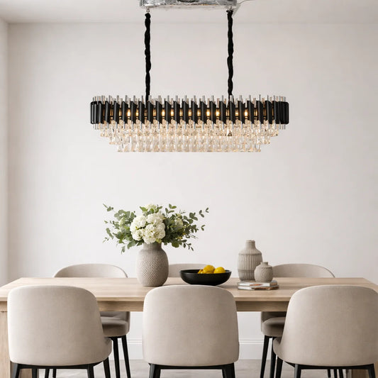 Hanglamp Selene – Kristal Chroom Zwart – Eettafel 80 cm