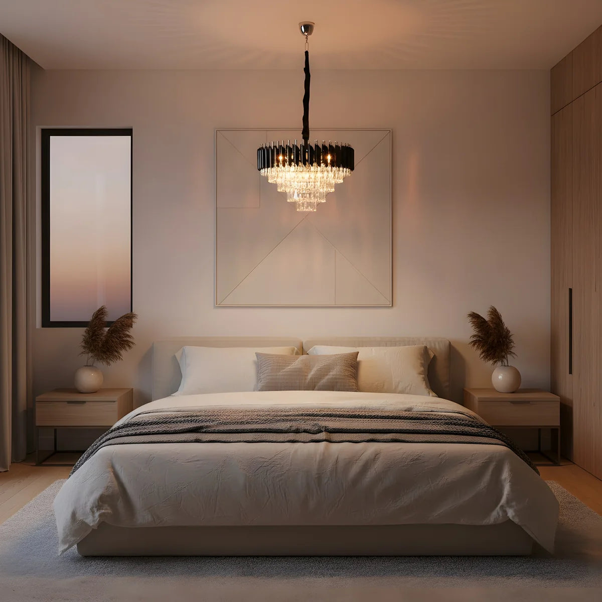 Hanglamp Selene – Kristal Chroom Zwart – Ø50 cm