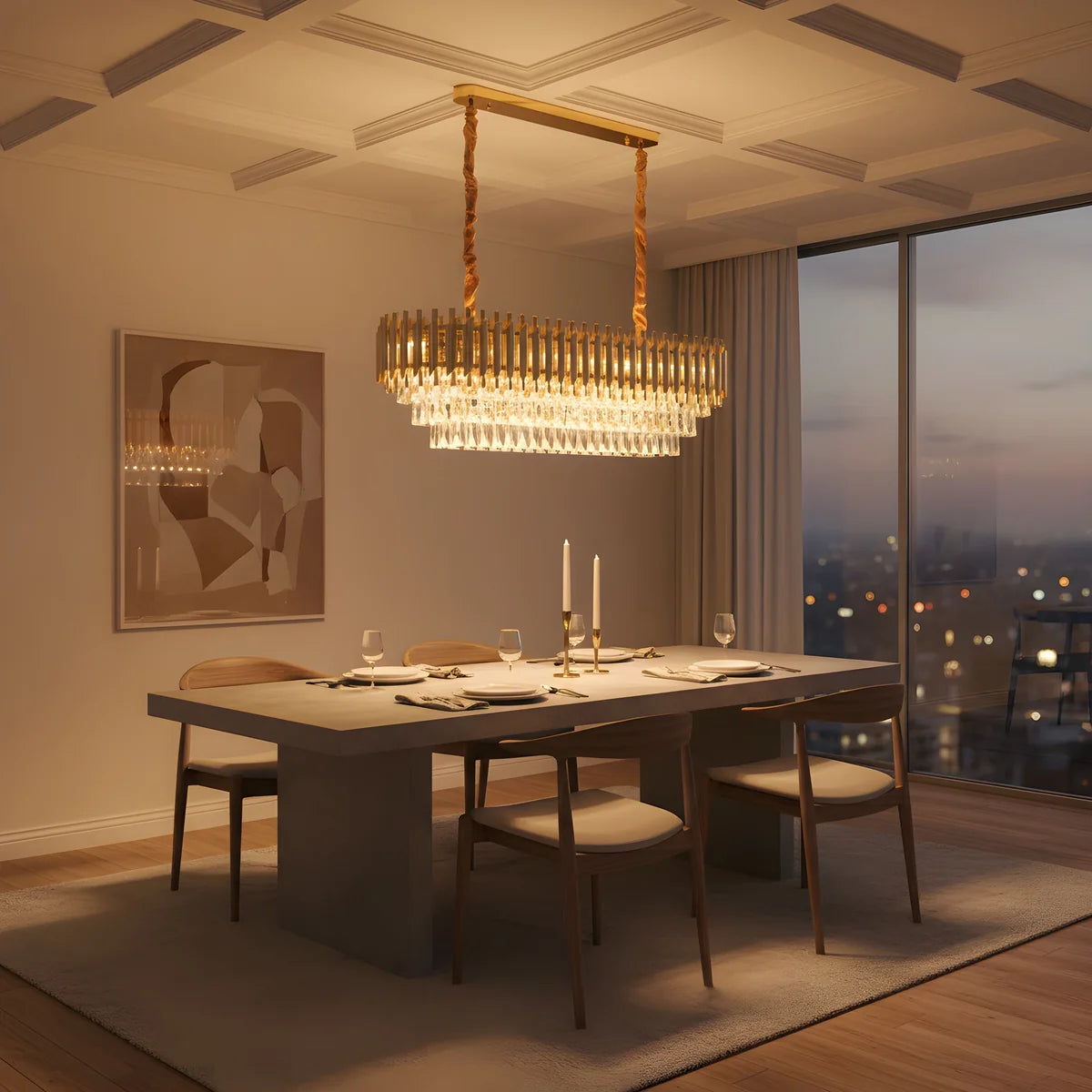 Hanglamp Selene – Kristal Goud – Eettafel 80 cm – afbeelding 3