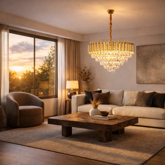 Hanglamp Selene – Kristal Goud – Ø50 cm