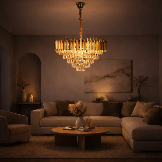 Hanglamp Selene – Kristal Goud – Ø60 cm