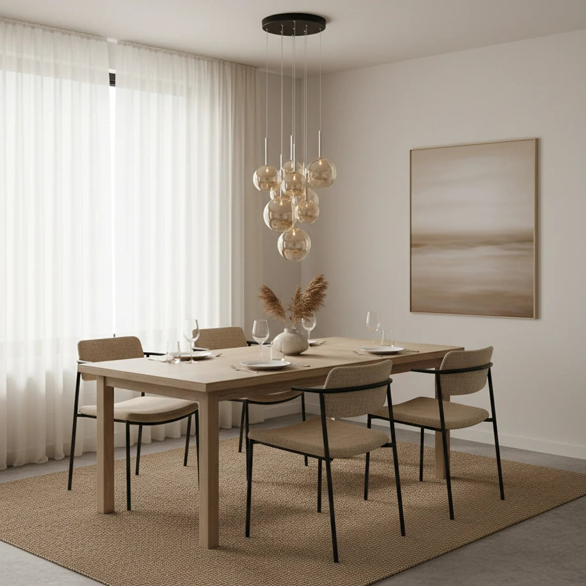 Hanglamp Seto – 9 Lichtpunten – Amber Glas