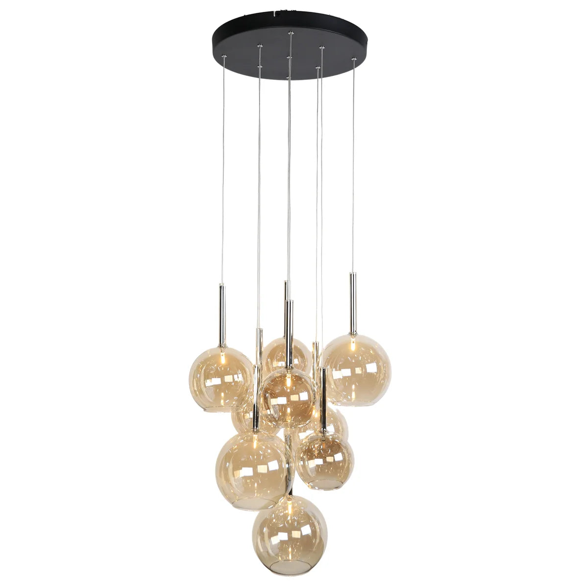 Hanglamp Seto – 9 Lichtpunten – Amber Glas – afbeelding 2