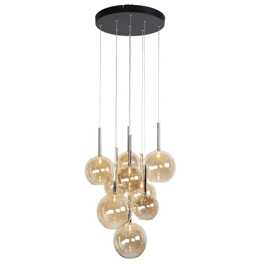 Hanglamp Seto – 9 Lichtpunten – Amber Glas – afbeelding 2