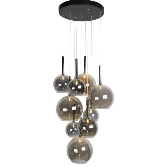 Hanglamp Seto – 9 Lichtpunten – Smoke Glas – afbeelding 2