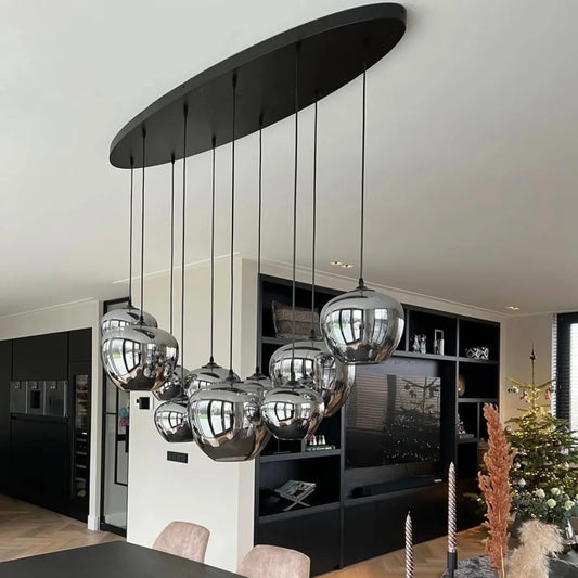 Hanglamp Sival – 10 Lichtpunten – Smoke Glas – Eettafel Ovaal – afbeelding 2