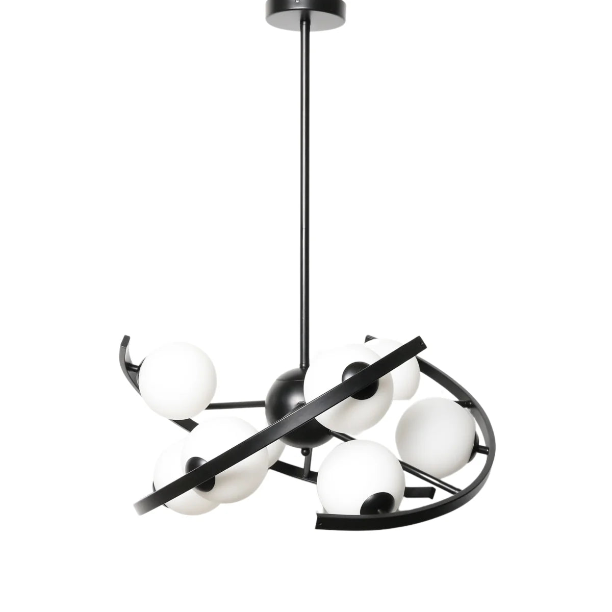 Hanglamp Skia – 9 Lichtpunten – Opaal Glas Zwart – afbeelding 3