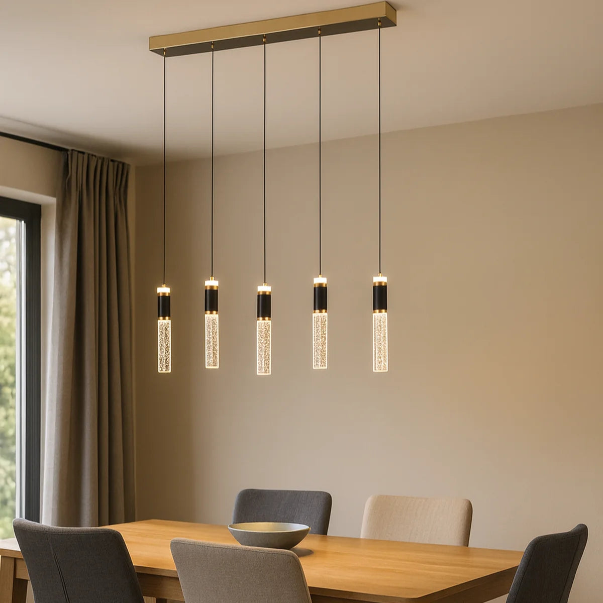 Hanglamp Sokar – 5 Lichtpunten – LED – Goud – Eettafel