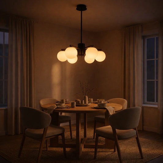 Hanglamp Teca – Opaal Glas Zwart – Ø60 cm – afbeelding 2