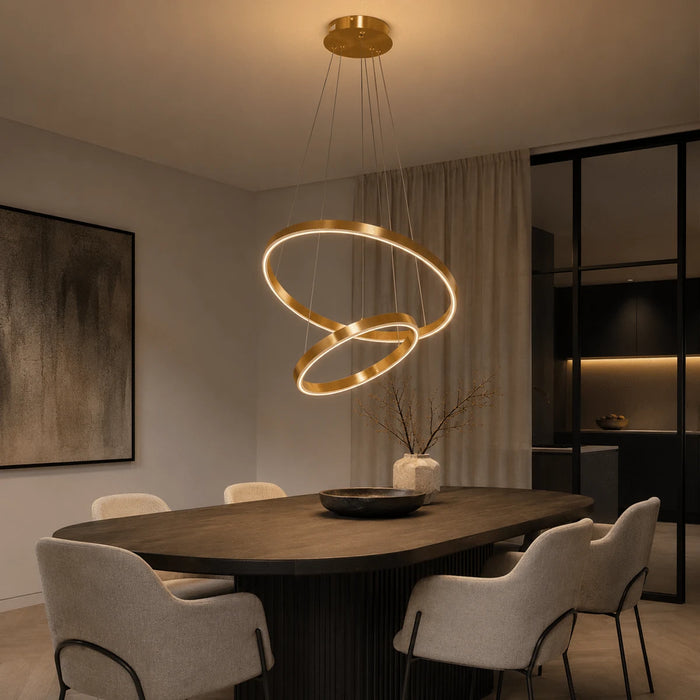 Hanglamp Valio – LED – Brushed Gold – 2 Ringen – Ø60 cm