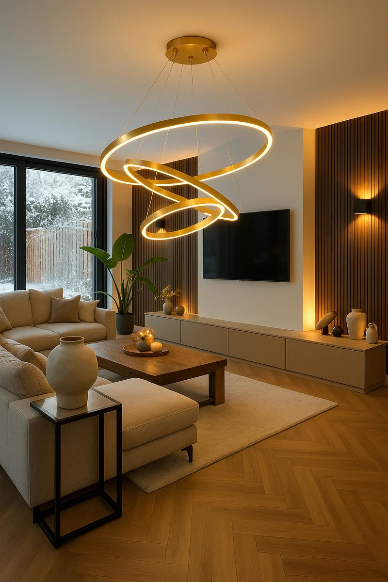 Hanglamp Valio – LED – Brushed Gold – 3 Ringen – Ø80 cm – afbeelding 2