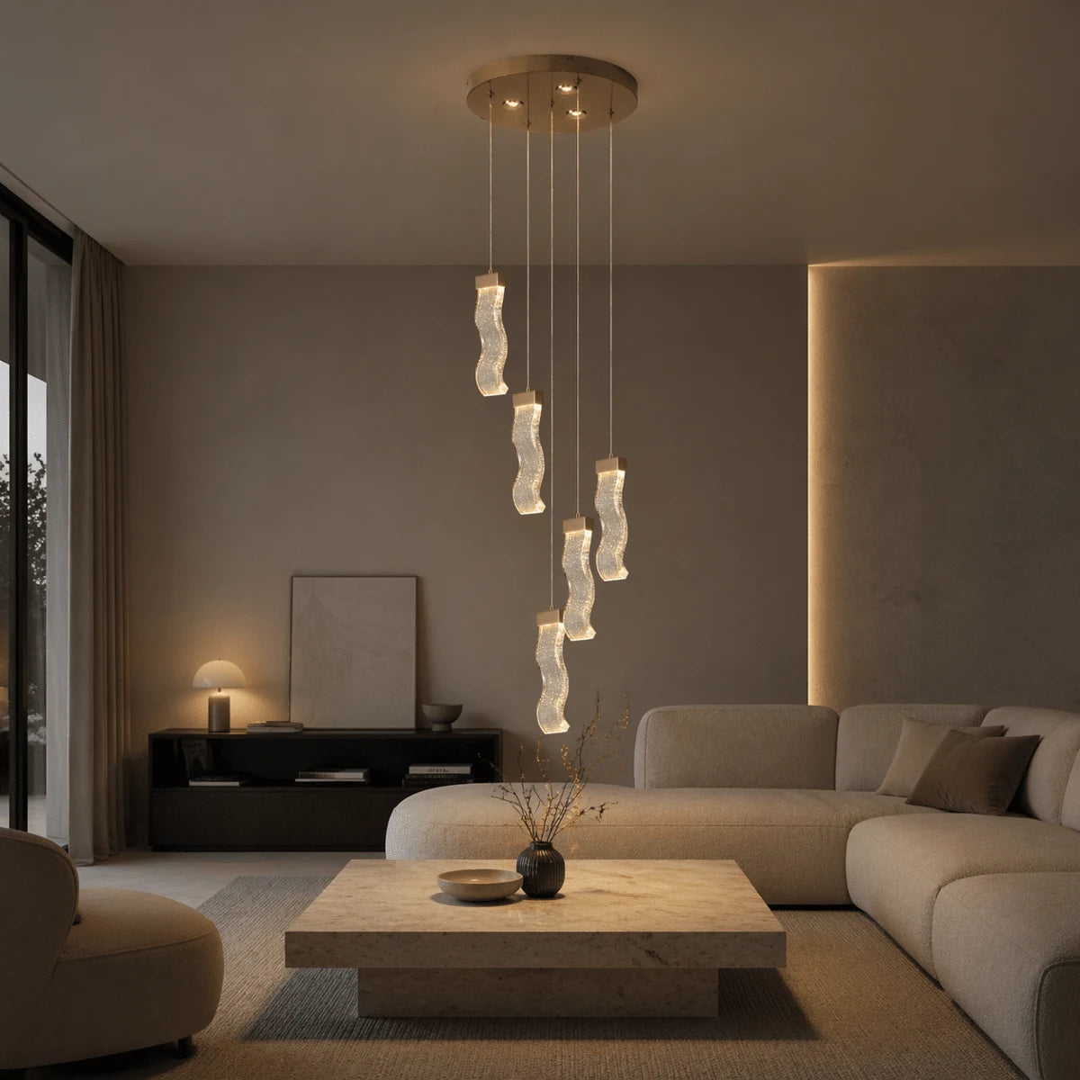 Hanglamp Vela – 5 Lichtpunten – LED – Goud – Ø40 cm