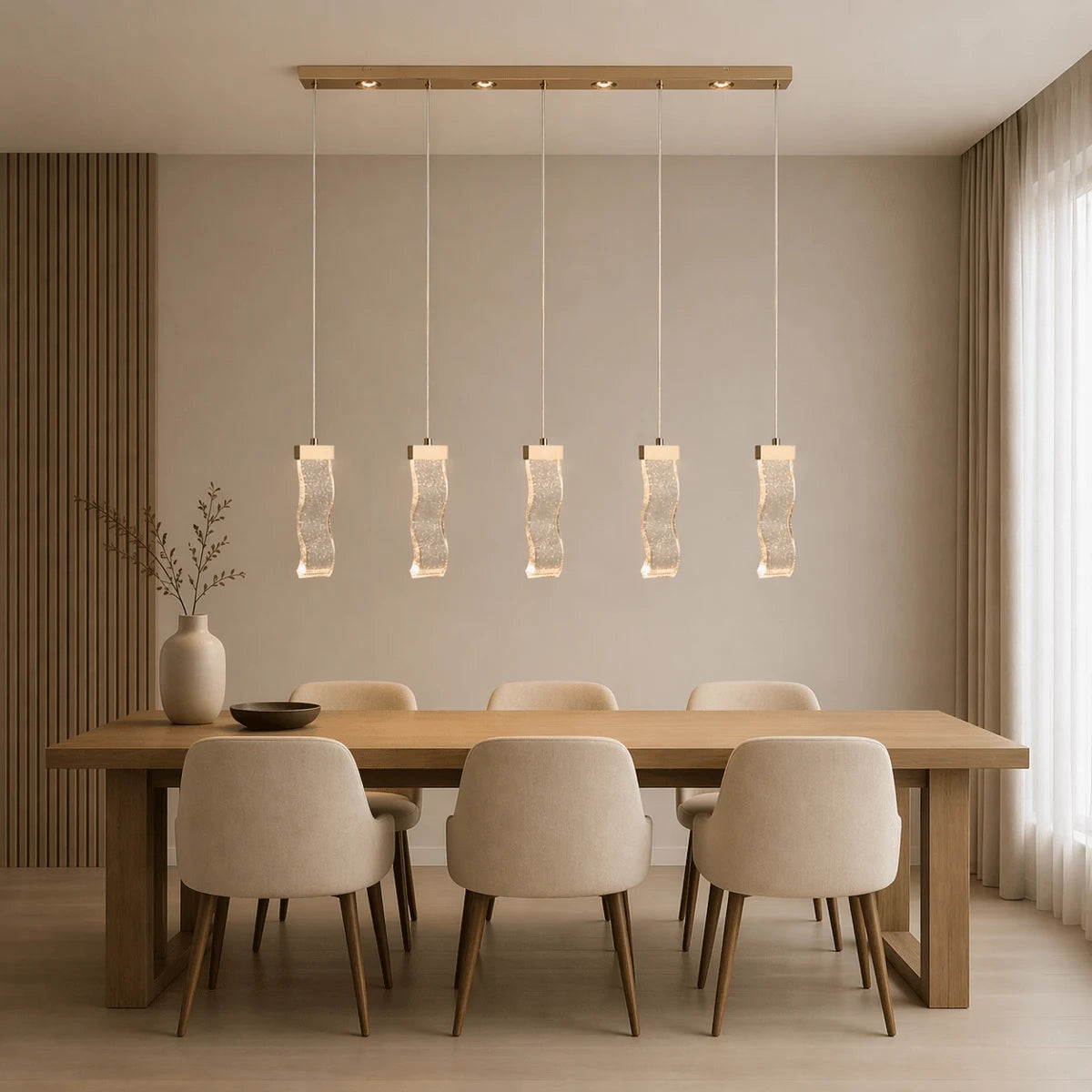 Hanglamp Vela – 5 Lichtpunten – LED – Goud – Eettafel 90 cm