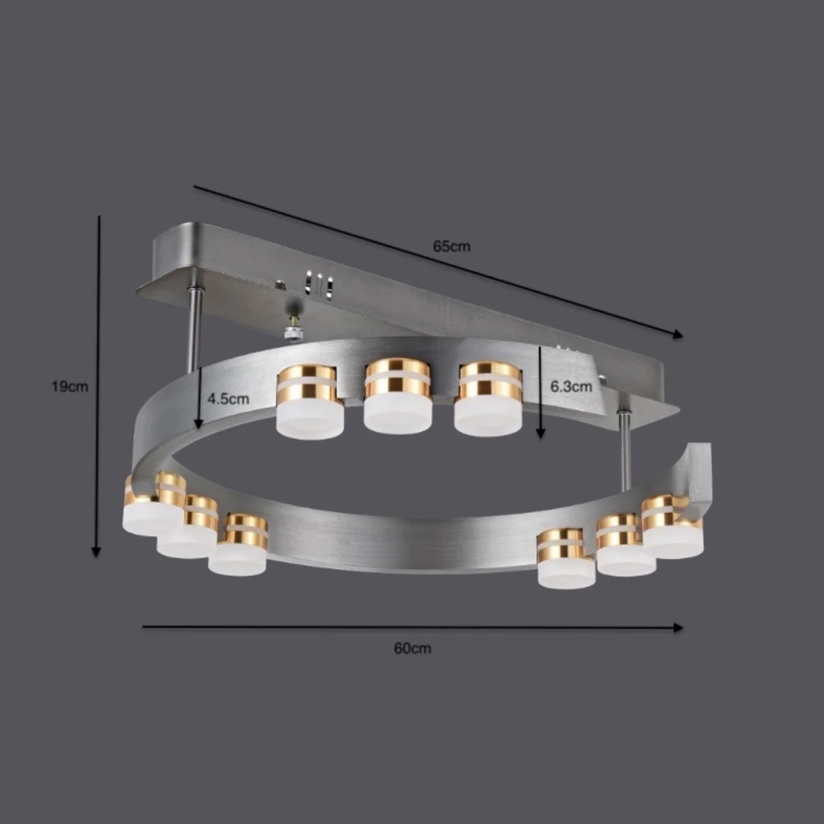 Plafondlamp Celo – LED – Gun Grey – Ø60 cm – 12 Lichtpunten – afbeelding 3