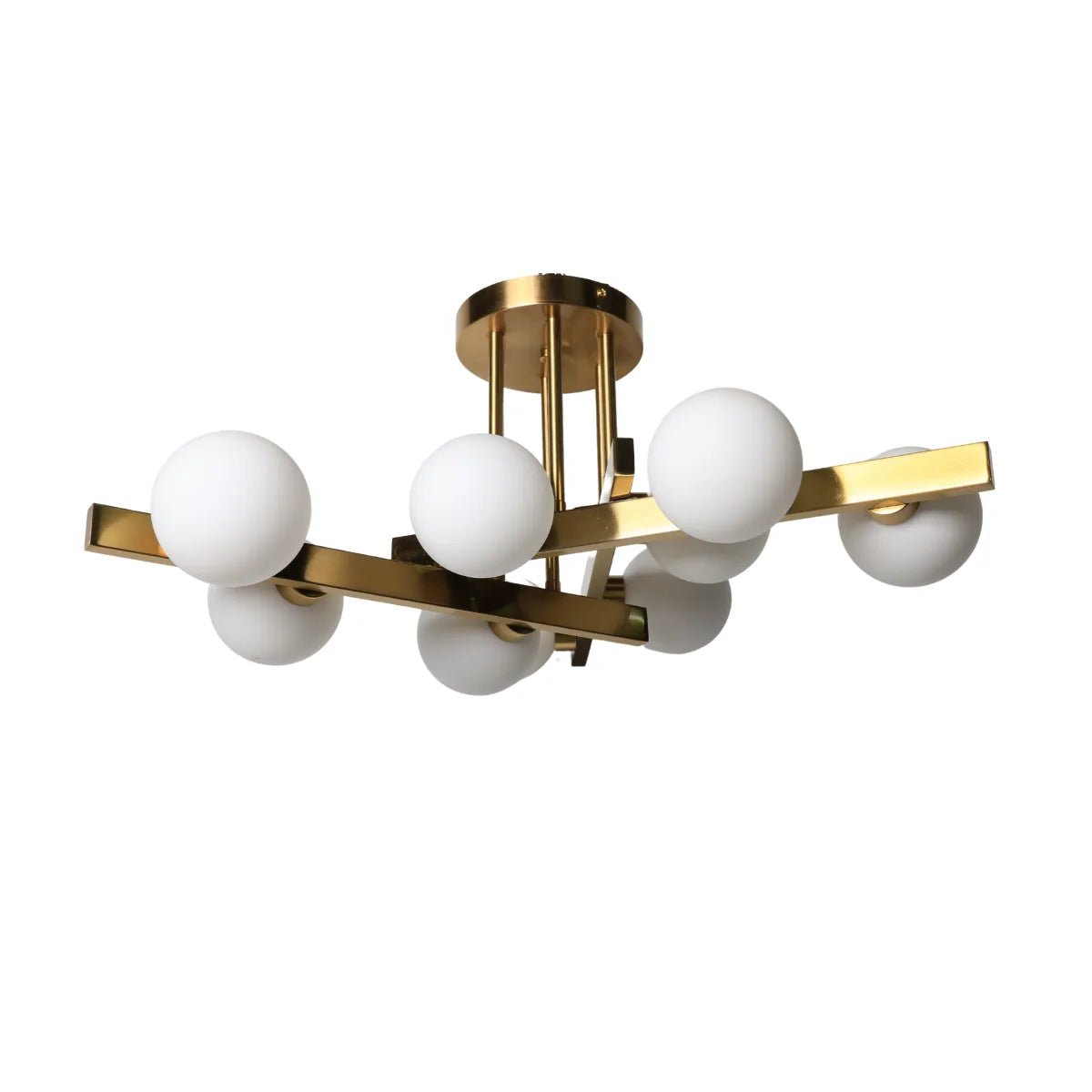 Plafondlamp Sable – Opaal Glas Brushed Gold – 9 Lichtpunten – afbeelding 4