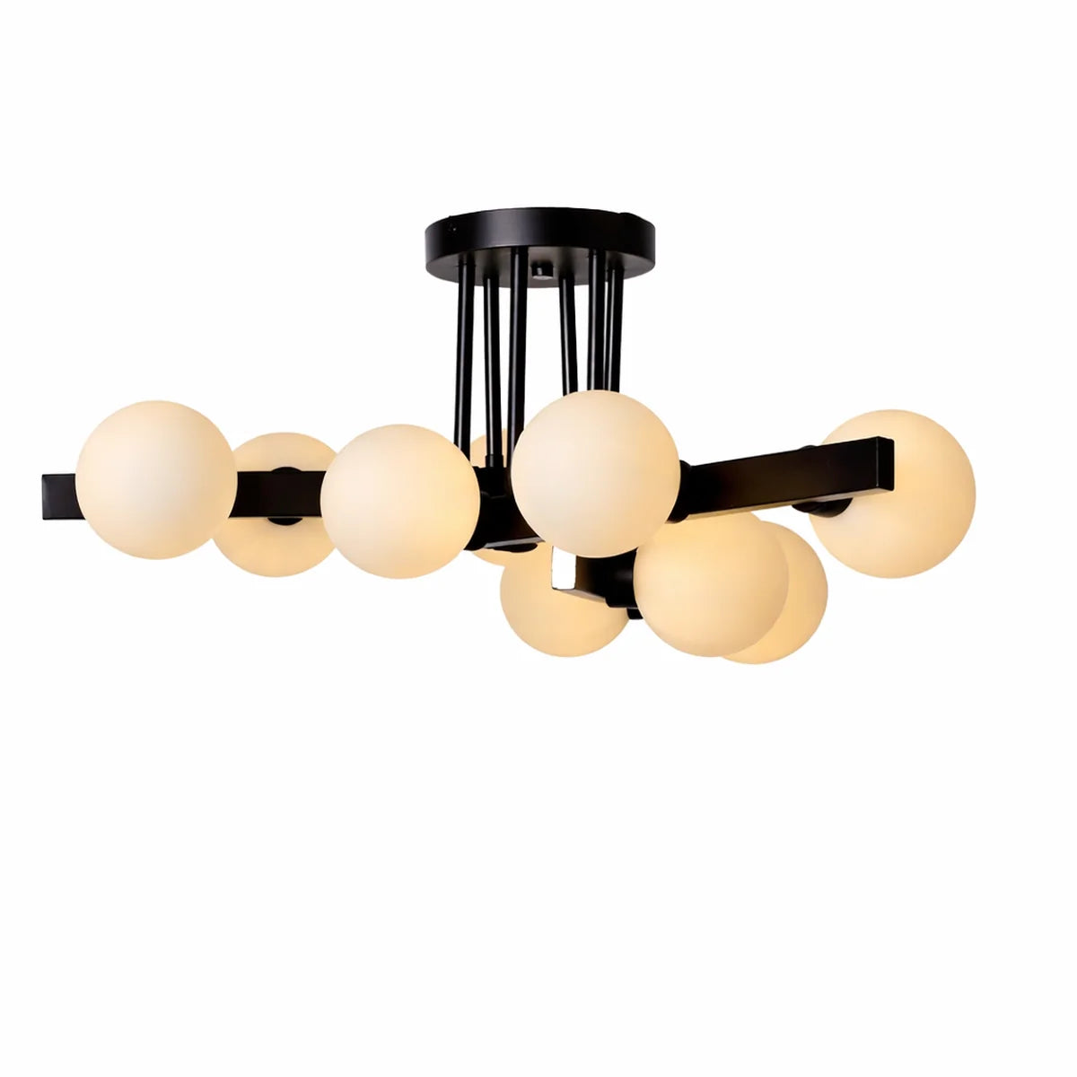 Plafondlamp Sable – Opaal Glas Zwart – 9 Lichtpunten – afbeelding 3