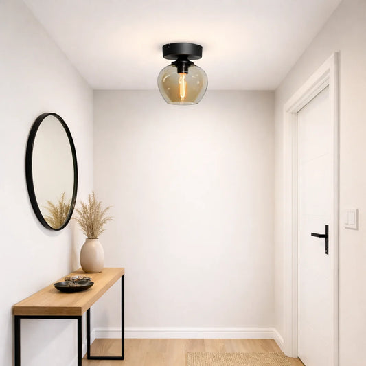 Plafondlamp Sival – Amber Glas – Ø20 cm