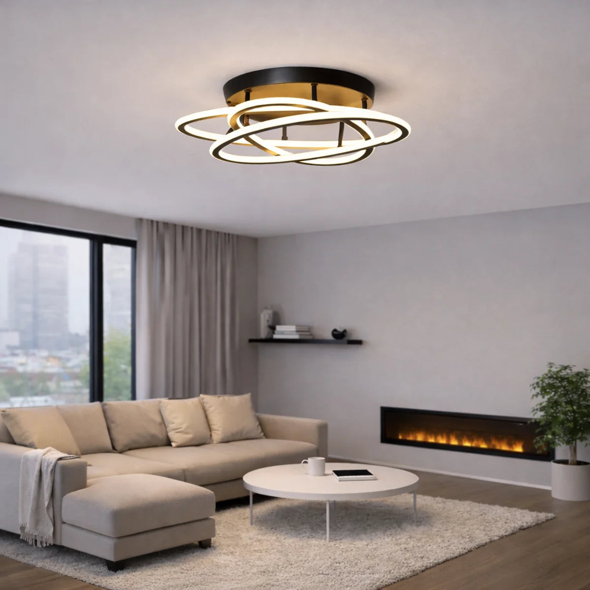Plafondlamp Volta – LED – Zwart – Ø50 cm