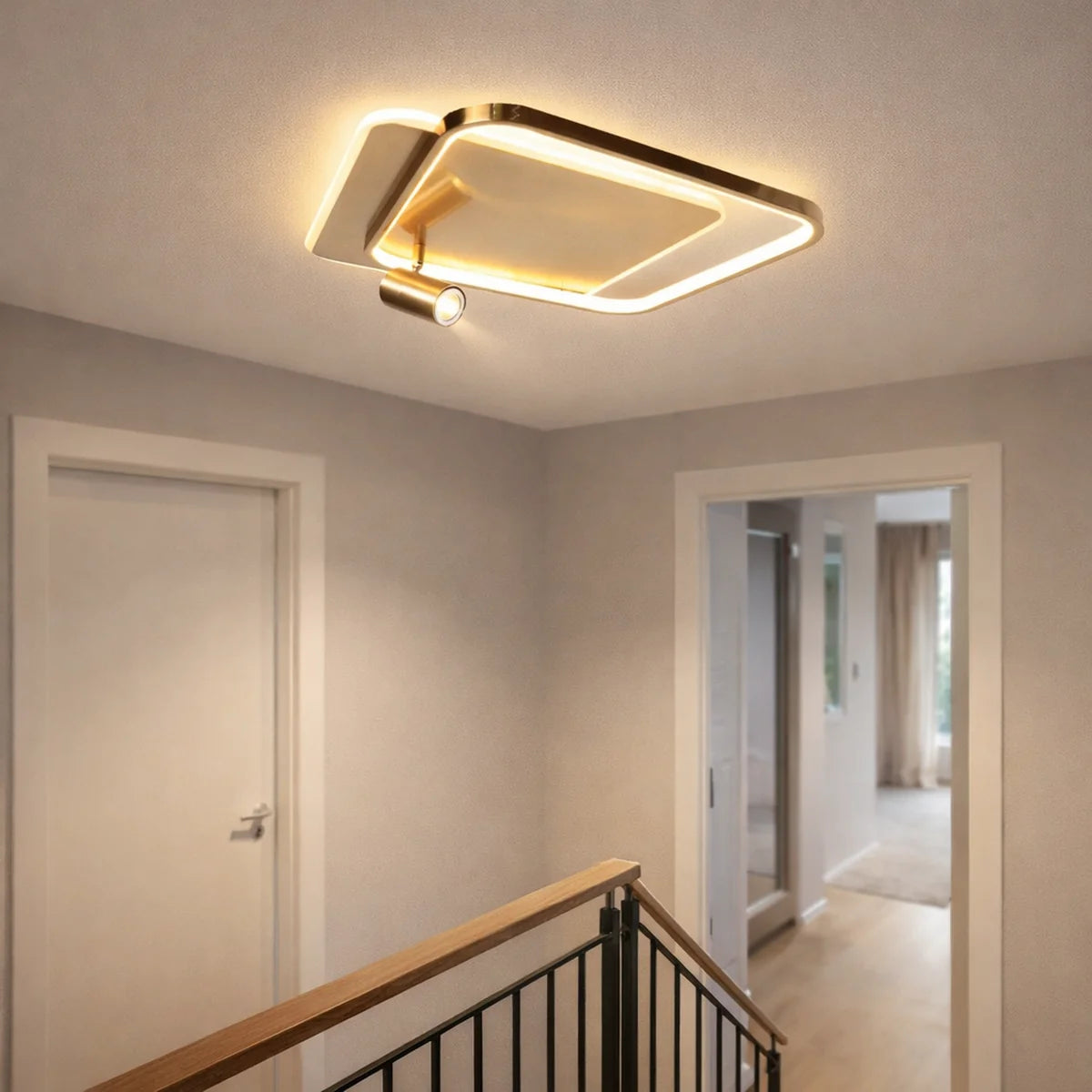 Plafondlamp Zama – LED – Brushed Gold – Vierkant – 2 Lichtpunten