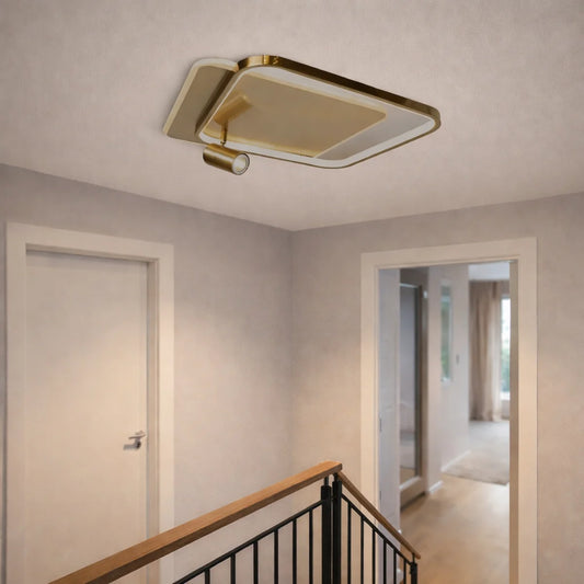 Plafondlamp Zama – LED – Brushed Gold – Vierkant – 2 Lichtpunten – afbeelding 2