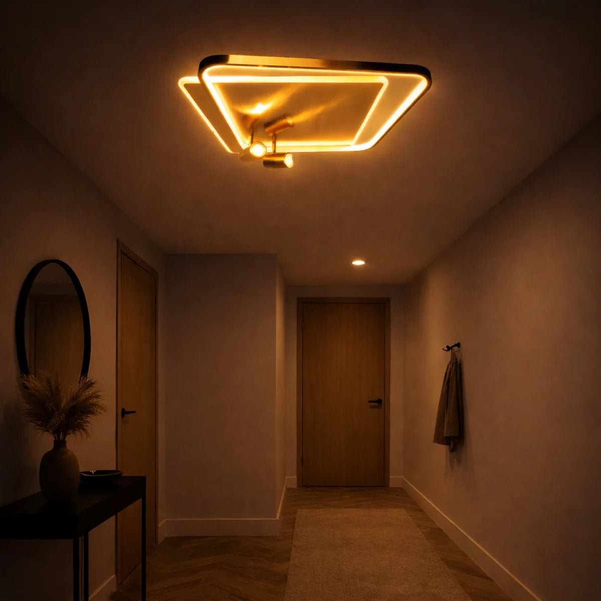 Plafondlamp Zama – LED – Brushed Gold – Vierkant – 3 Lichtpunten – afbeelding 2