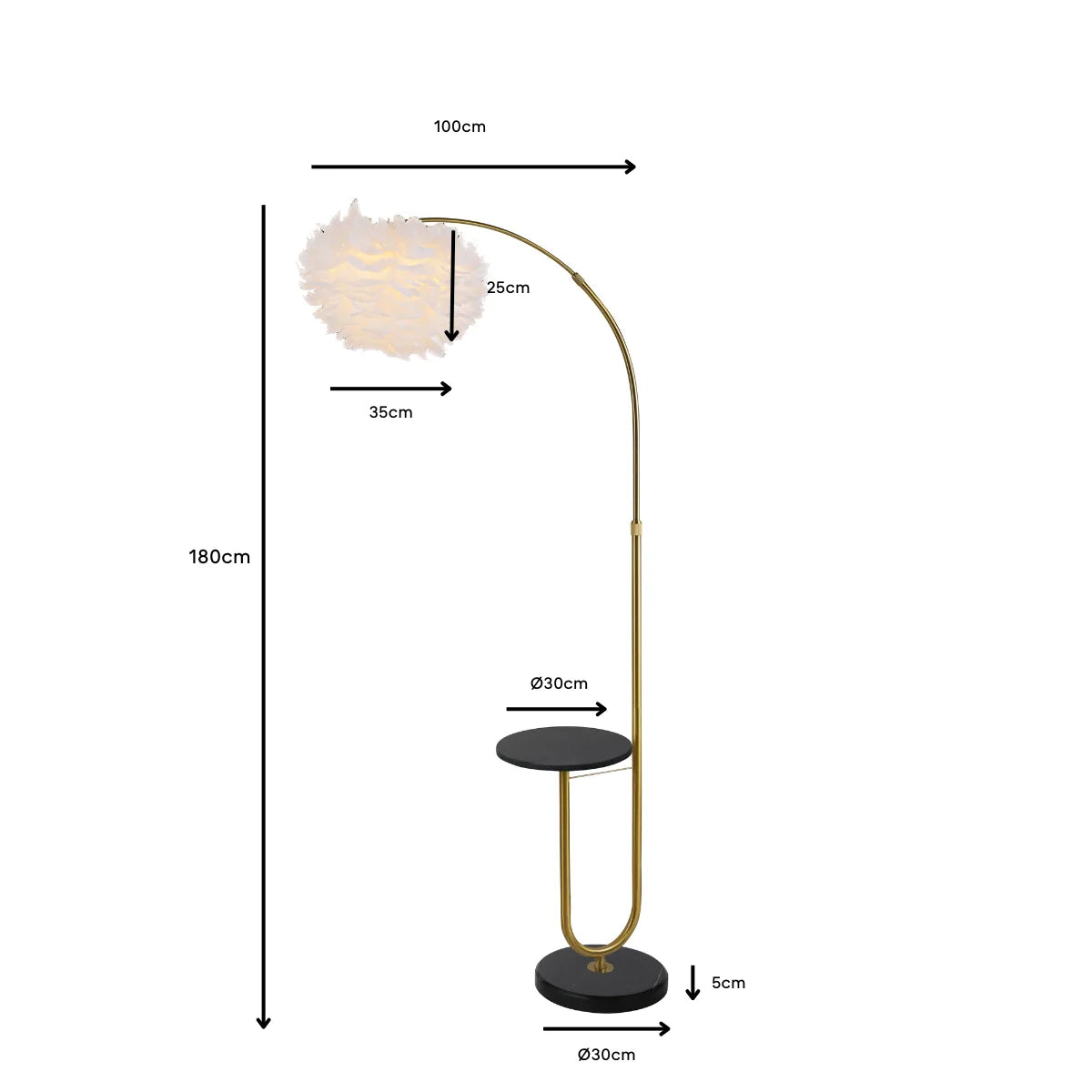 Vloerlamp Amara – Marmer – Brushed Gold – 180 cm – afbeelding 4
