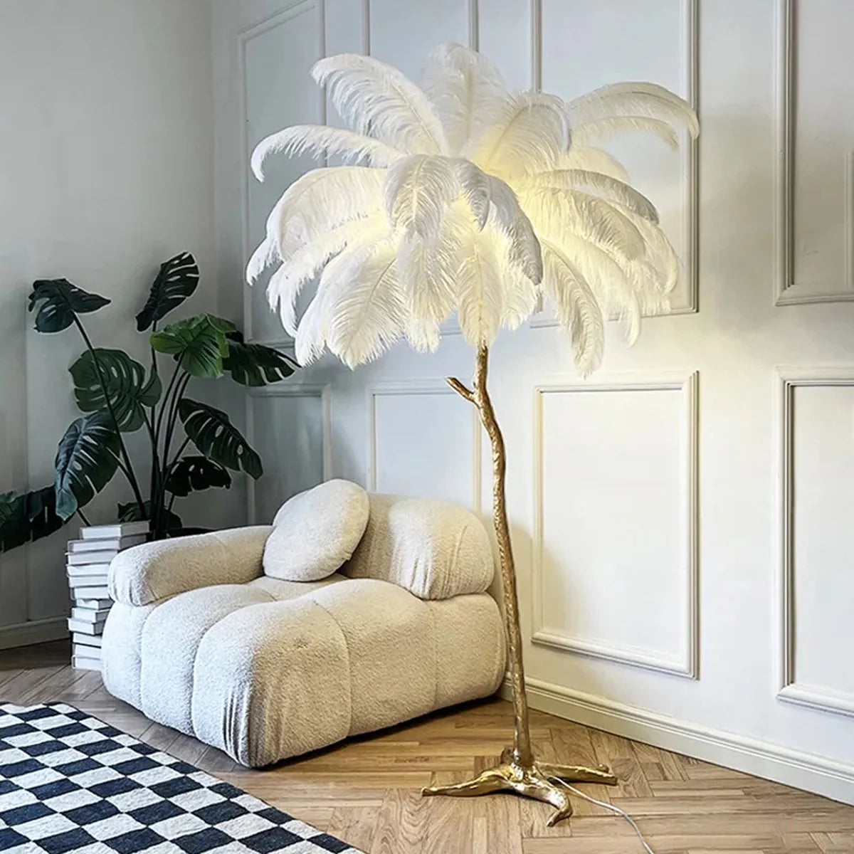 Vloerlamp Laine – Veren Wit – Goud – 170 cm – afbeelding 4